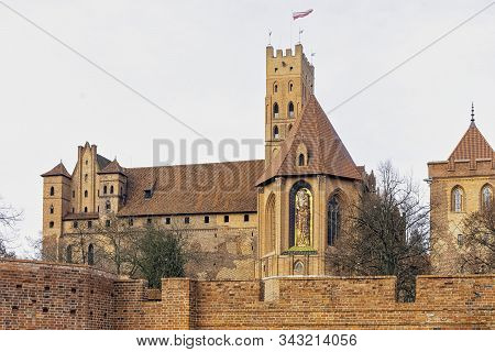 Malbork, Pomerania, Poland - January 2: Castle Of The Teutonic Order In Malbork - The Largest Castle