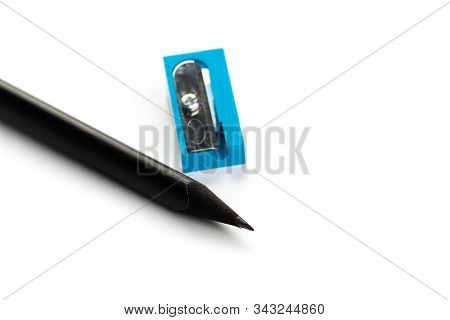 New Black Graphite Pencil Triangular Shape Isolated
On White Background