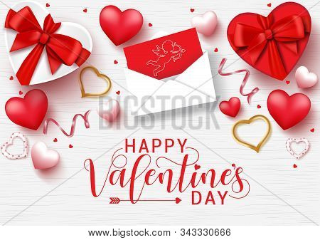 Valentines Day Vector Background Template. Happy Valentines Day Greeting Typography With Valentine E