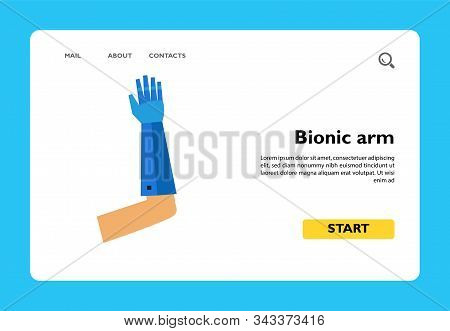 Icon Of Bionic Arm. Mind-controlled, Sense Of Touch, Prosthetic Hand. Robot Concept. Can Be Used For