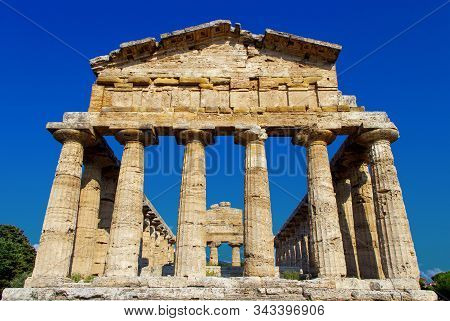 The Greek Temple Of Hera-ii In The Archaeological Site Of Paestum (poseidonia), Salerno, Campania, I
