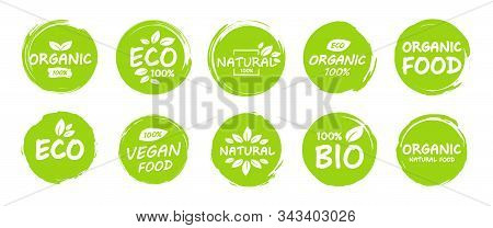 Set Of Vegan, Eco, Bio, Organic, Fresh, Healthy, 100 Percent, Nateral Food. Natural Product. Collect