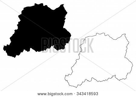 Pcinja District (republic Of Serbia, Districts In Southern And Eastern Serbia) Map Vector Illustrati