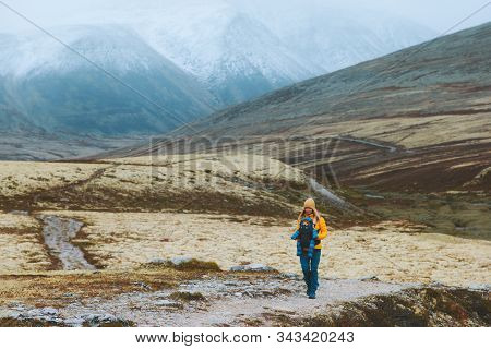 Woman With Baby Carrier Traveling Hiking Family Healthy Lifestyle Mother And Child Active Vacations 