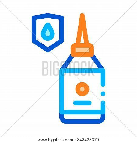 Waterproof Material Glue Vector Thin Line Icon. Waterproof Material Mastic Bottle Container, Industr