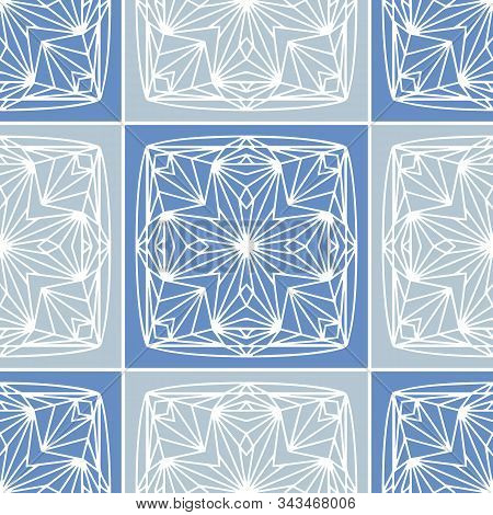 Classic Blue Gray Quilt Block Vector Seamless Pattern