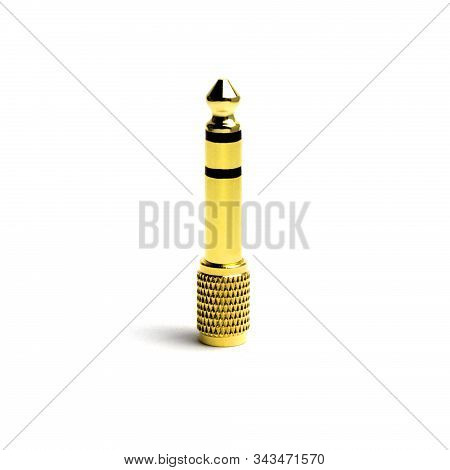 Isolated On White Background.stereo Audio Jack Adapter Plug Converter From 3.5 Mm To 6.5 Mm, Gold-pl