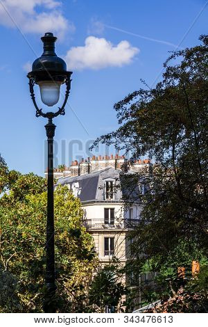 Paris/france - September 3, 2019 : Haussmann Building View From The Buttes-chaumont Park