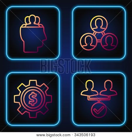 Set Line Project Team Base, Gear With Dollar Symbol, Project Team Base And Project Team Base. Gradie