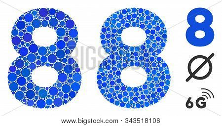8 Digit Composition Of Circle Elements In Variable Sizes And Color Tinges, Based On 8 Digit Icon. Ve