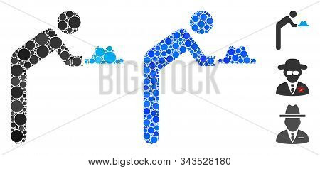 Concierge With Hat Composition Of Spheric Dots In Various Sizes And Color Tints, Based On Concierge 