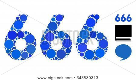 666 Digits Text Mosaic Of Filled Circles In Various Sizes And Color Tints, Based On 666 Digits Text 