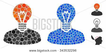 Inventor Mosaic Of Small Circles In Variable Sizes And Color Tinges, Based On Inventor Icon. Vector 