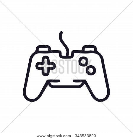 Outline Game Controller Icon. Linear Joystick Sign, Wireless Gamepad For Game Console With Editable 