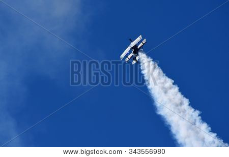 Little  Gransden,  Cambridgeshire, England - August 25, 2019:  Pitts Model 12  Stunt Byplane  With S