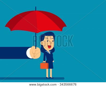 Supporter  Businesswoman. Concept Business Vector Illustration, Partnership. Achievement.