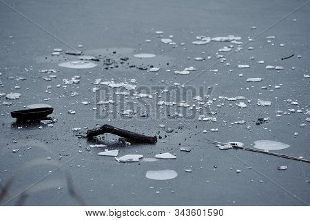Pieces Of Ice At A Frozen City Rate In Winter