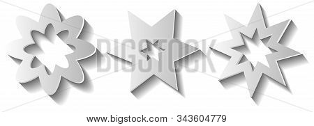 Set Of White And Grey Paper Snowflakes With Shadows