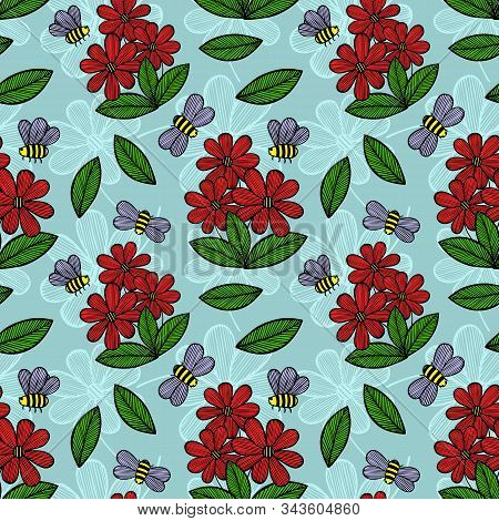 Seamless Pattern With Drawn Colors In Vector