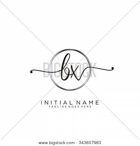 Bx Initial Handwriting Logo With Circle Template Vector.