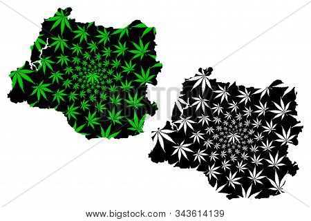 Los Rios Region (republic Of Chile, Administrative Divisions Of Chile) Map Is Designed Cannabis Leaf