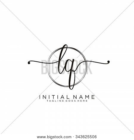 Lq Initial Handwriting Logo With Circle Template Vector.