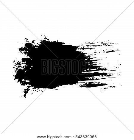 Grunge Hand Drawn Paint Brush. Vector Black Ink Brush Stroke. Paint Background High Brush Detail. Gr