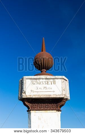 The Montarrenti Column Is A 1840 Road Sign Built By Leopold Ii, Grand Duke Of Tuscany, Italy