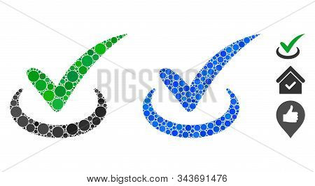 True Mosaic Of Circle Elements In Various Sizes And Color Tones, Based On True Icon. Vector Circle E