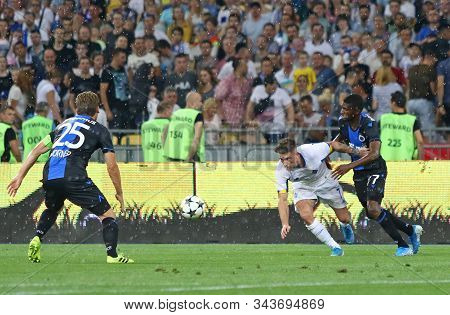Kyiv, Ukraine - August 13, 2019: Benjamin Verbic Of Fc Dynamo Kyiv (in White) Fights For A Ball With
