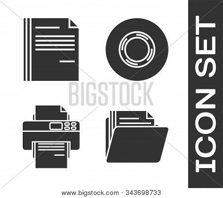 Set Document Folder, File Document, Printer And Scotch Icon. Vector