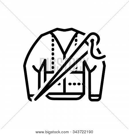 Black Line Icon For Bespoke Fashion Clothe Sewing Style Jacket