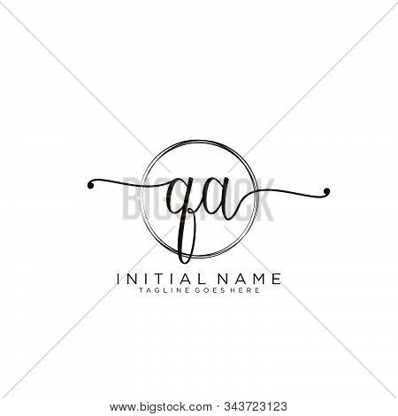 Qa Initial Handwriting Logo With Circle Template Vector.