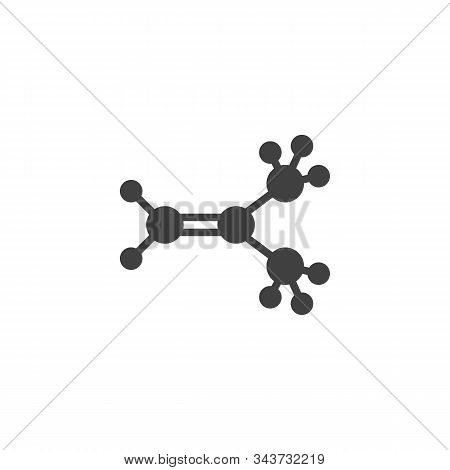 Isobutylene Molecular Structure Vector Icon. Filled Flat Sign For Mobile Concept And Web Design. C4h