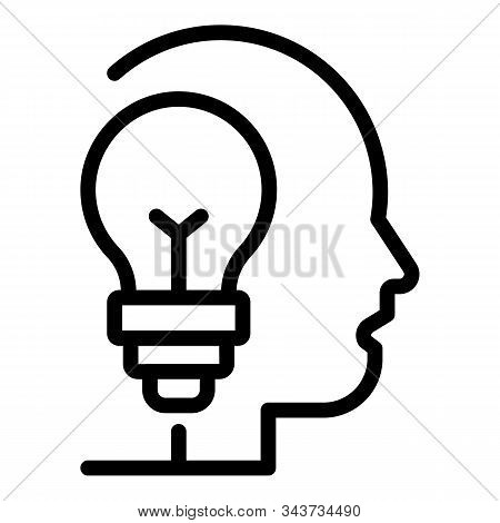 Buld Idea Head Icon. Outline Buld Idea Head Vector Icon For Web Design Isolated On White Background