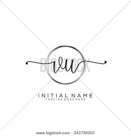 Vu Initial Handwriting Logo With Circle Template Vector.