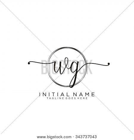 Wg Initial Handwriting Logo With Circle Template Vector.
