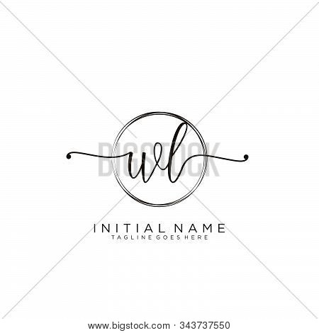 Wl Initial Handwriting Logo With Circle Template Vector.