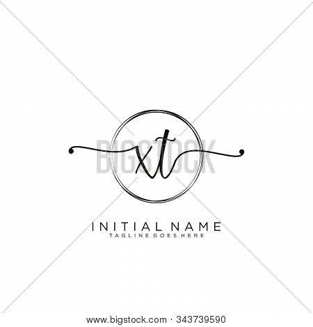 Xt Initial Handwriting Logo With Circle Template Vector.