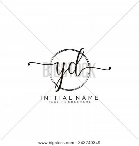 Yd Initial Handwriting Logo With Circle Template Vector.