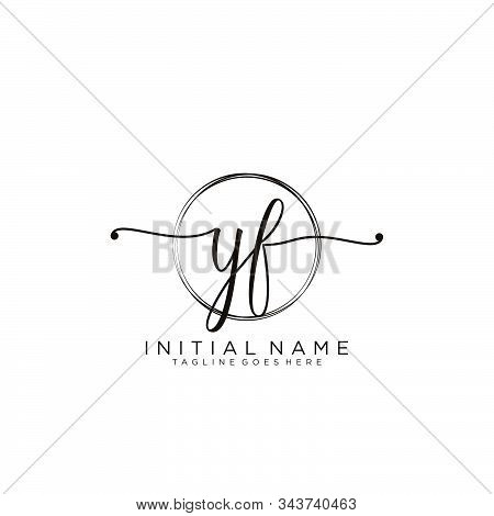 Yf Initial Handwriting Logo With Circle Template Vector.