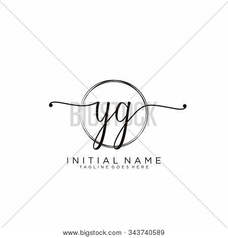 Yg Initial Handwriting Logo With Circle Template Vector.