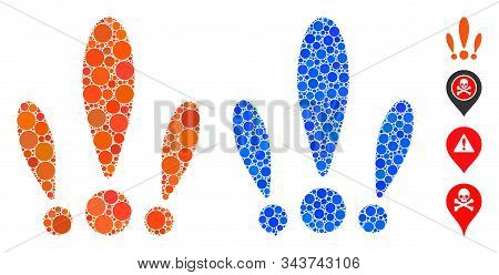 Alert Composition Of Filled Circles In Variable Sizes And Color Tinges, Based On Alert Icon. Vector 