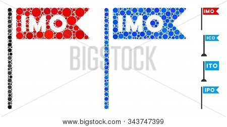Imo Flag Composition Of Round Dots In Variable Sizes And Color Hues, Based On Imo Flag Icon. Vector 