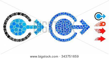 Logout Composition Of Spheric Dots In Variable Sizes And Shades, Based On Logout Icon. Vector Round 