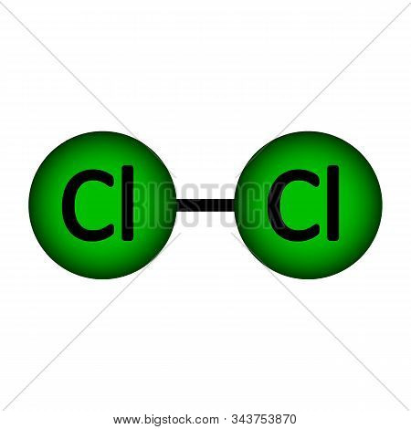 Chlorine Molecule Icon On White Background. Vector Illustration.