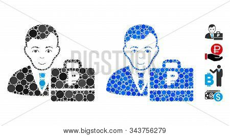 Rouble Accounter Composition Of Filled Circles In Variable Sizes And Color Hues, Based On Rouble Acc