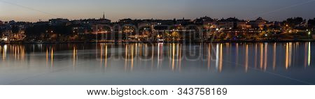 Gerze, Turkey - May 4, 2019: Panorama Of The City Og Gerze With Harbor And Black Sea During Dusk And