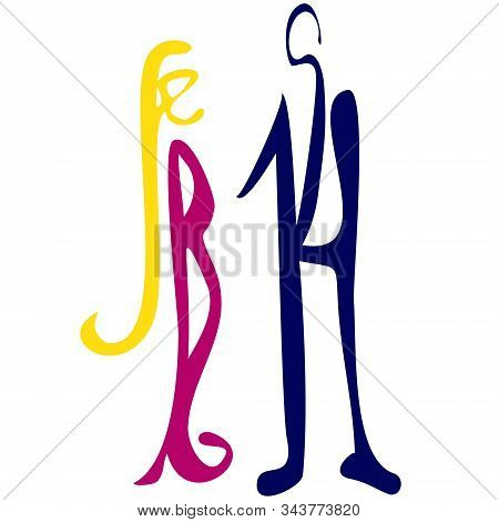 Valentines Day Lettering Creative Stickerst. Vector Hand Drawn Illustration Design.