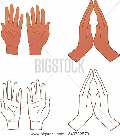 Vector File Of Two Types Of Praying Hands Illustration.